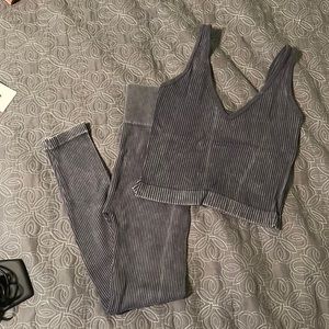 Matching grey two piece set. Leggings and tank